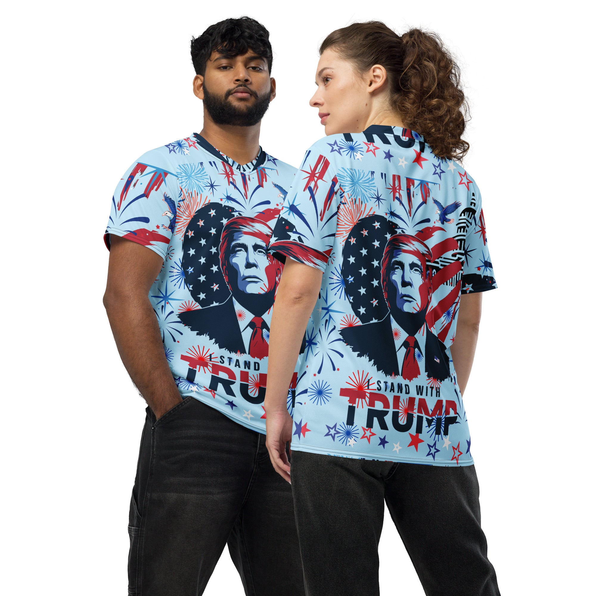 I stand with Trump Recycled unisex sports jersey