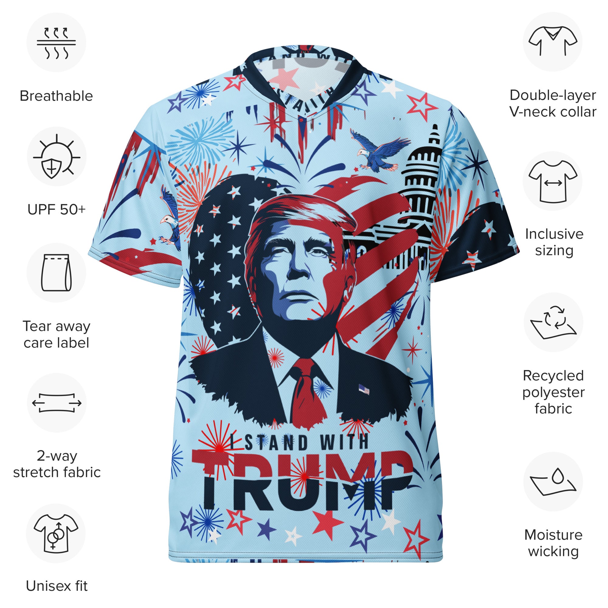 I stand with Trump Recycled unisex sports jersey