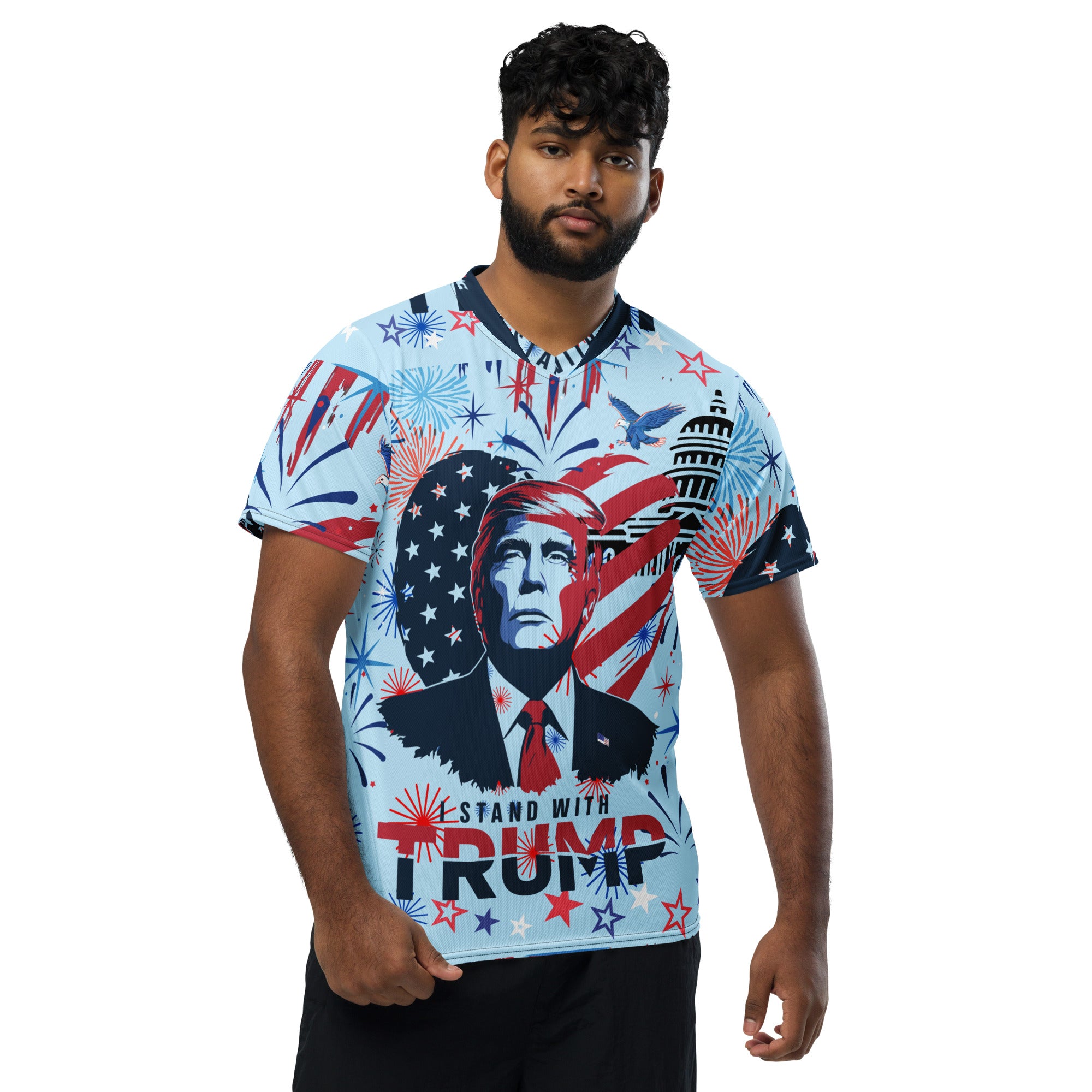 I stand with Trump Recycled unisex sports jersey