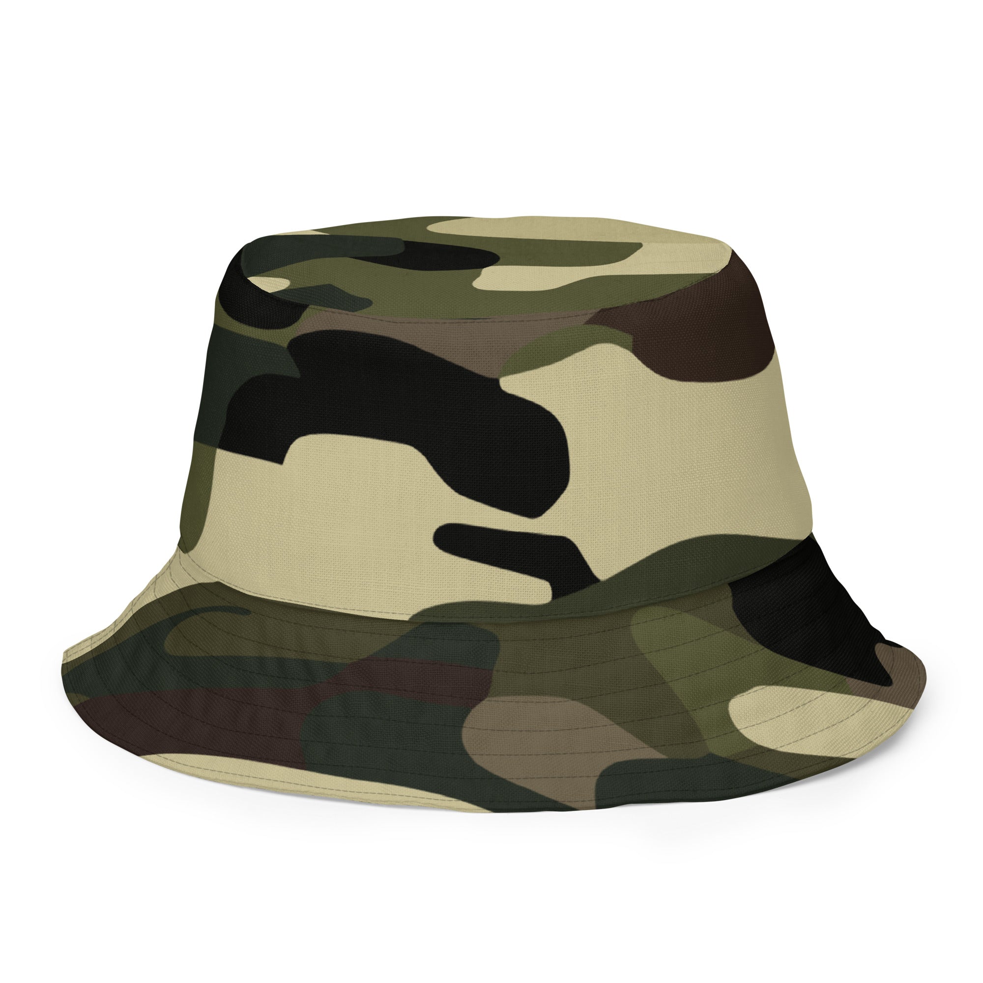 Green black camo Reversible bucket hat