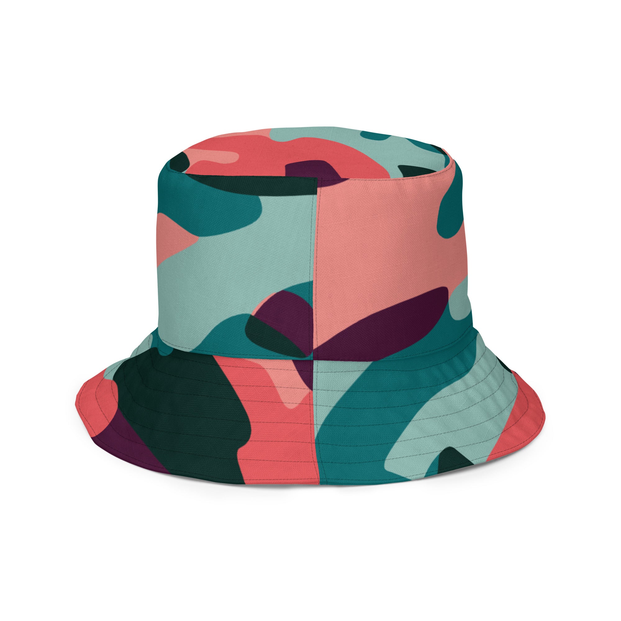 Green red camo Reversible bucket hat