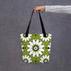 Green &white flower pattern Tote bag