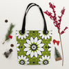 Green &white flower pattern Tote bag