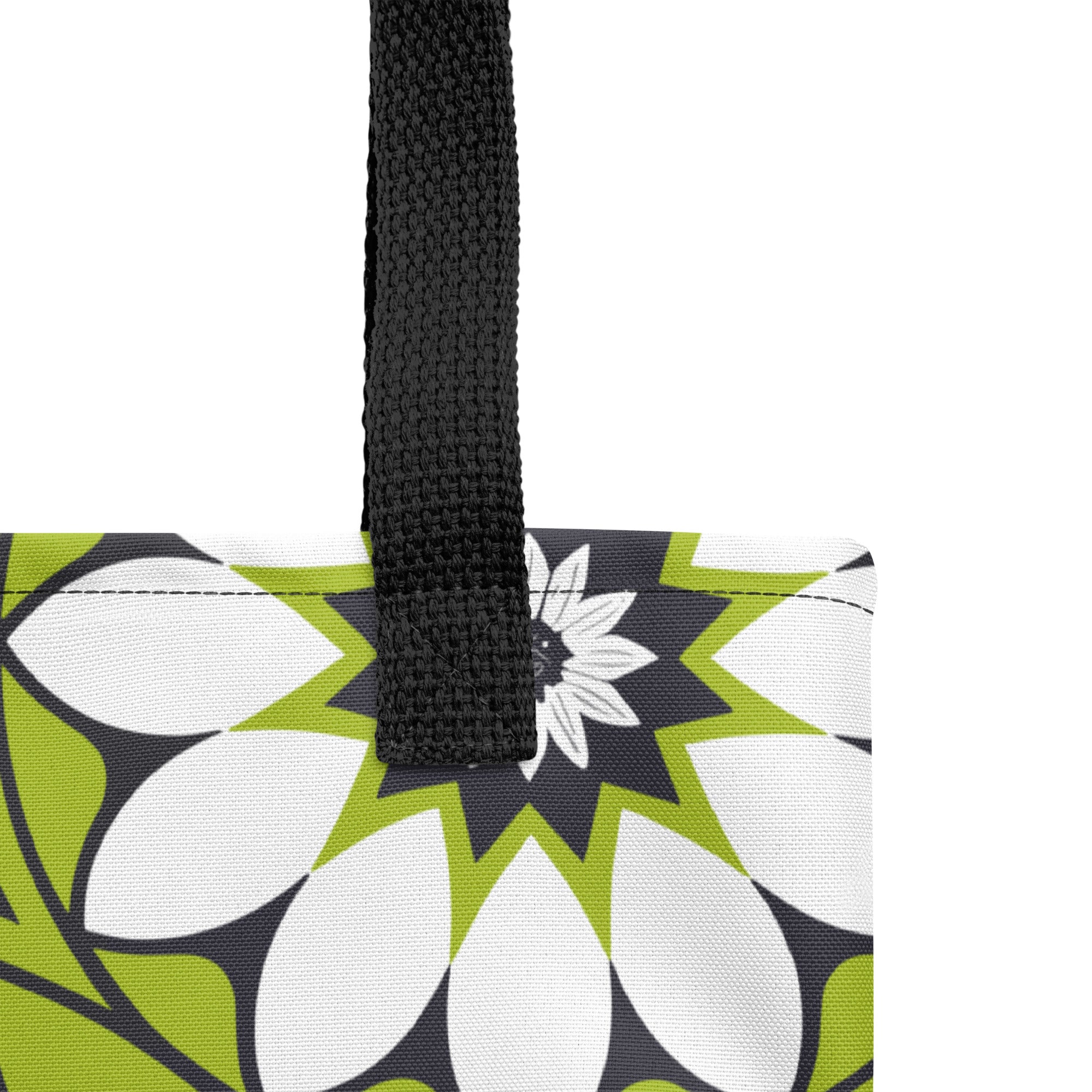 Green &white flower pattern Tote bag