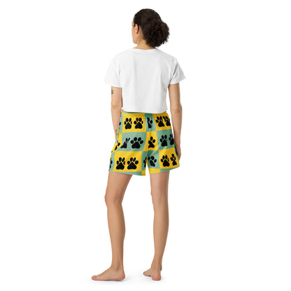 Paw Pattern Unisex Athletic Long Shorts