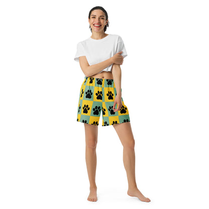 Paw Pattern Unisex Athletic Long Shorts