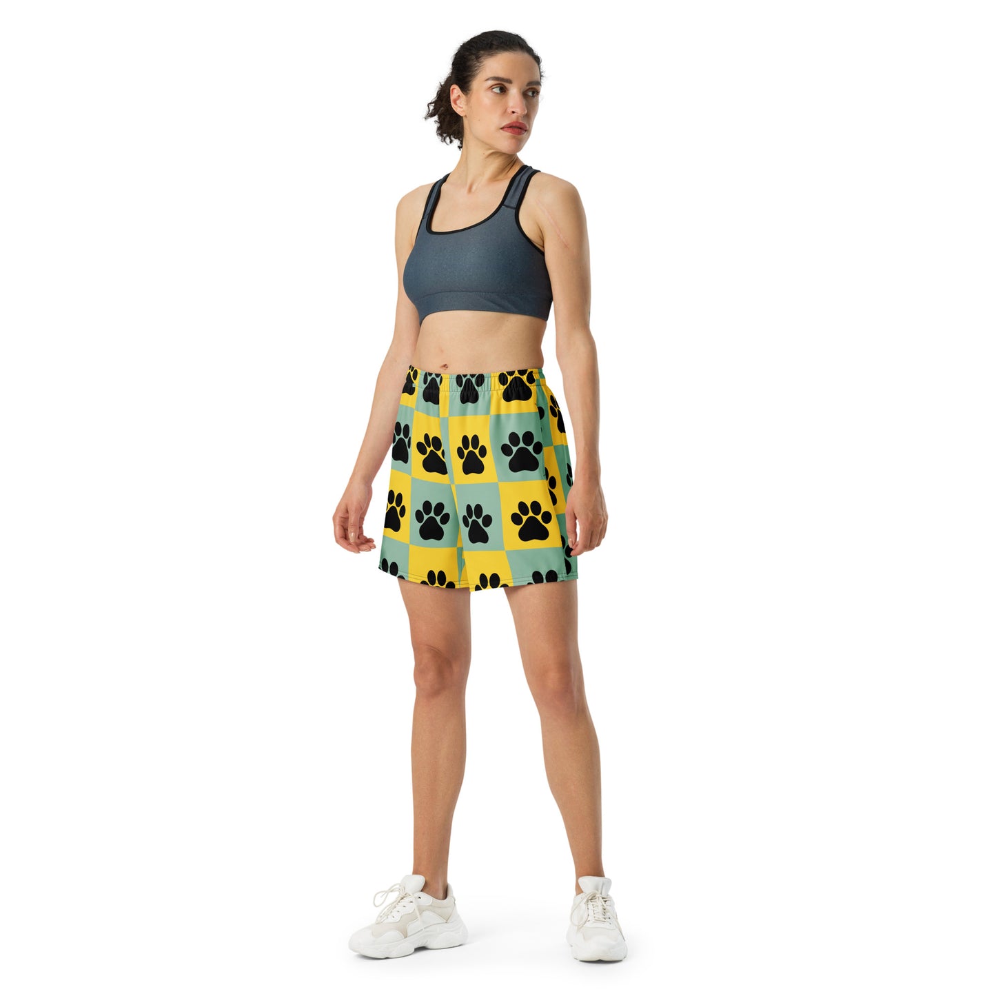 Paw Pattern Unisex Athletic Long Shorts