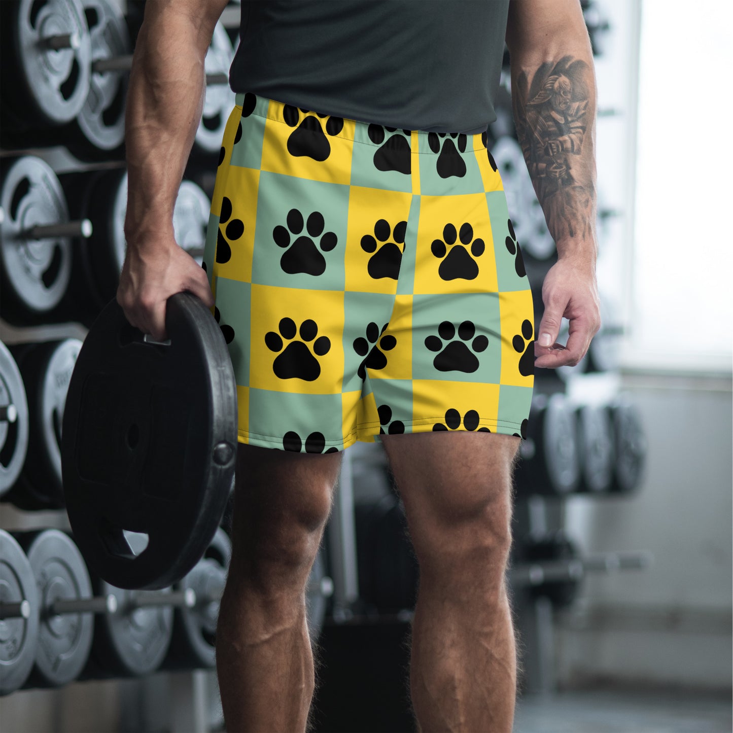Paw Pattern Unisex Athletic Long Shorts