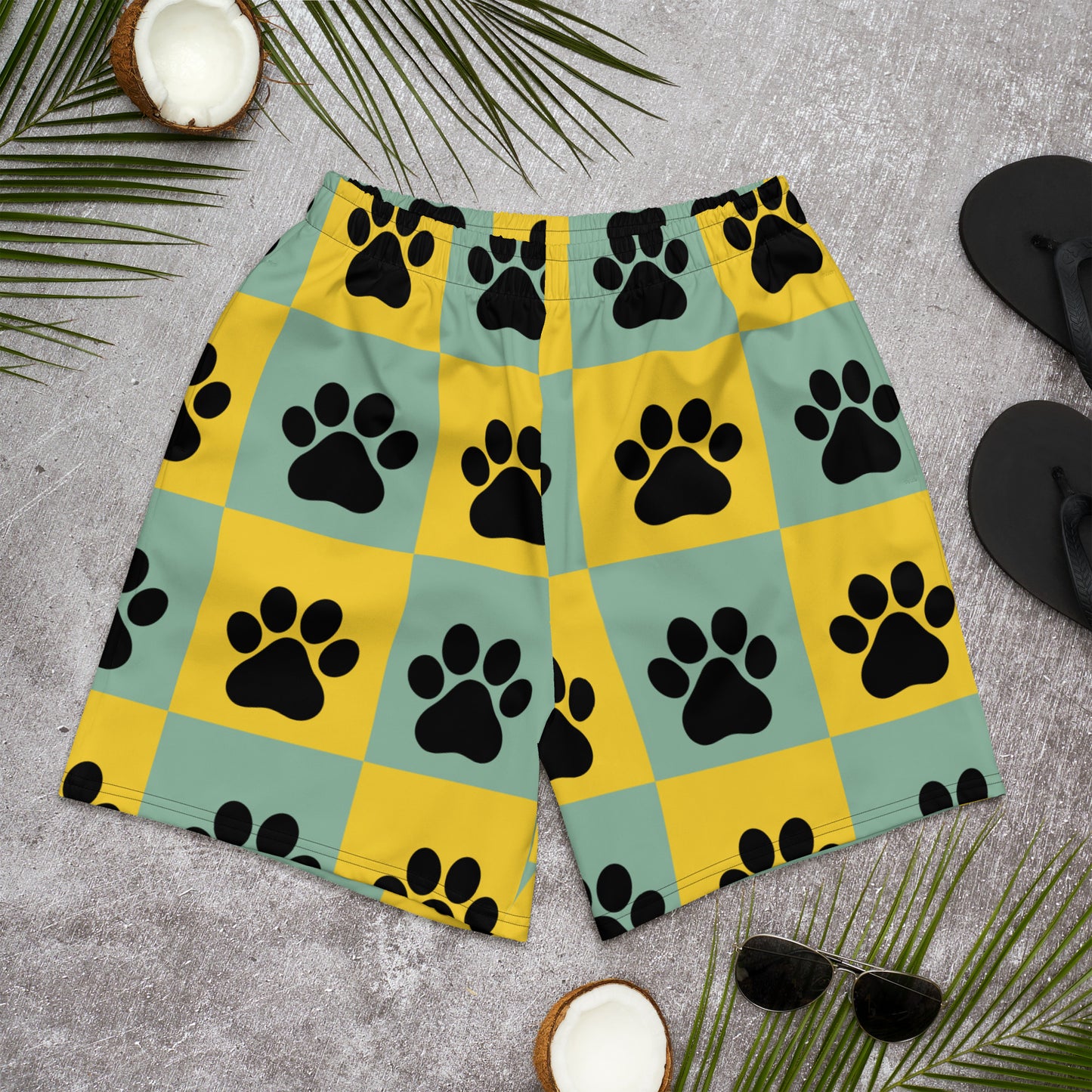 Paw Pattern Unisex Athletic Long Shorts