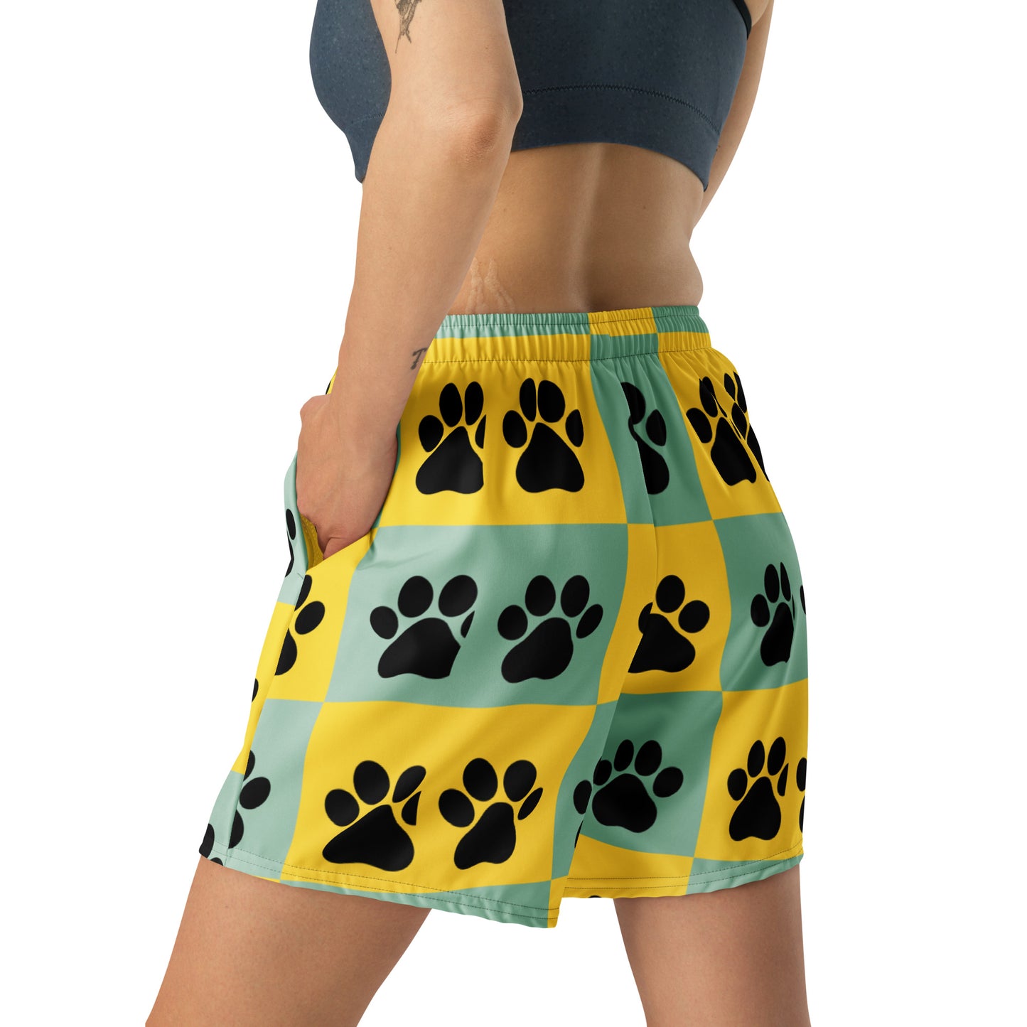 Paw Pattern Unisex Athletic Long Shorts