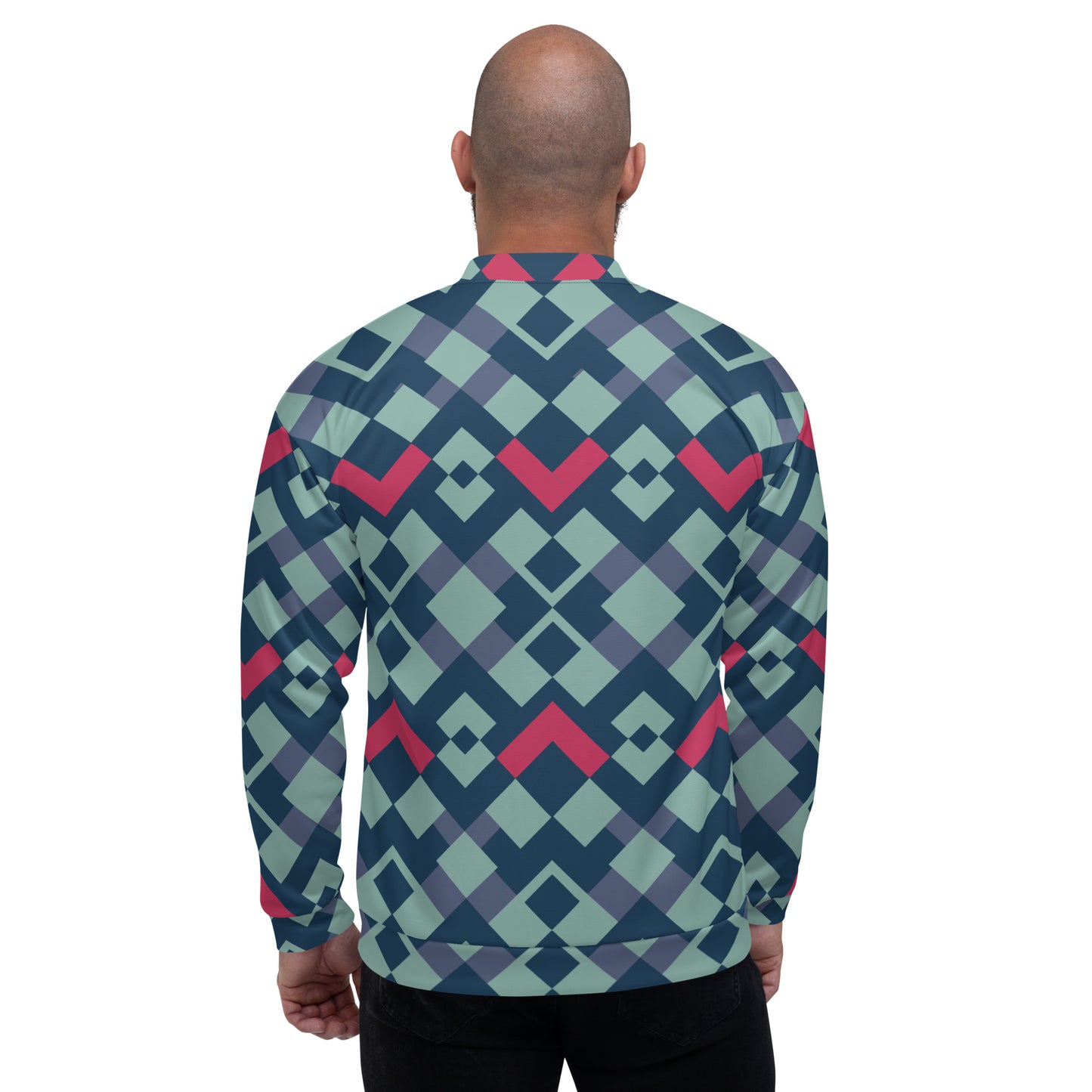 Green red pattern Unisex Bomber Jacket