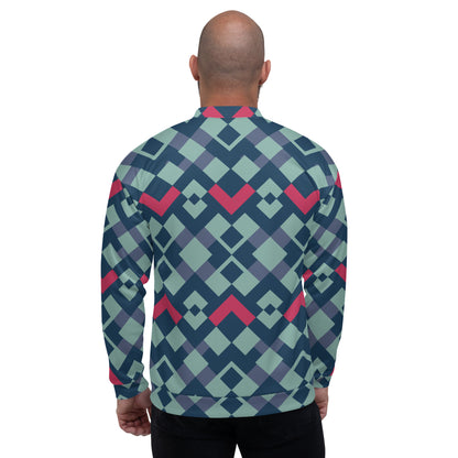 Green red pattern Unisex Bomber Jacket