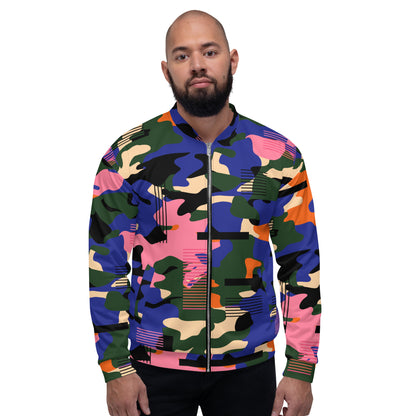 Blue red camo Unisex Bomber Jacket