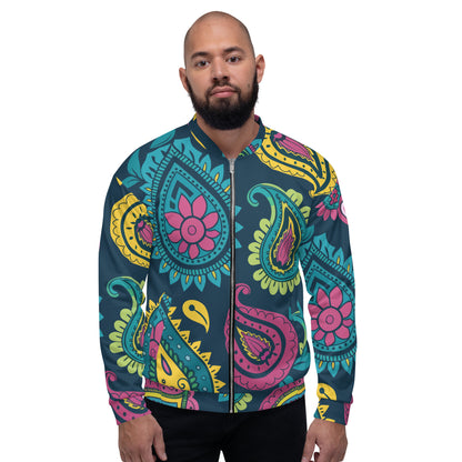 Green Paisley Unisex Bomber Jacket