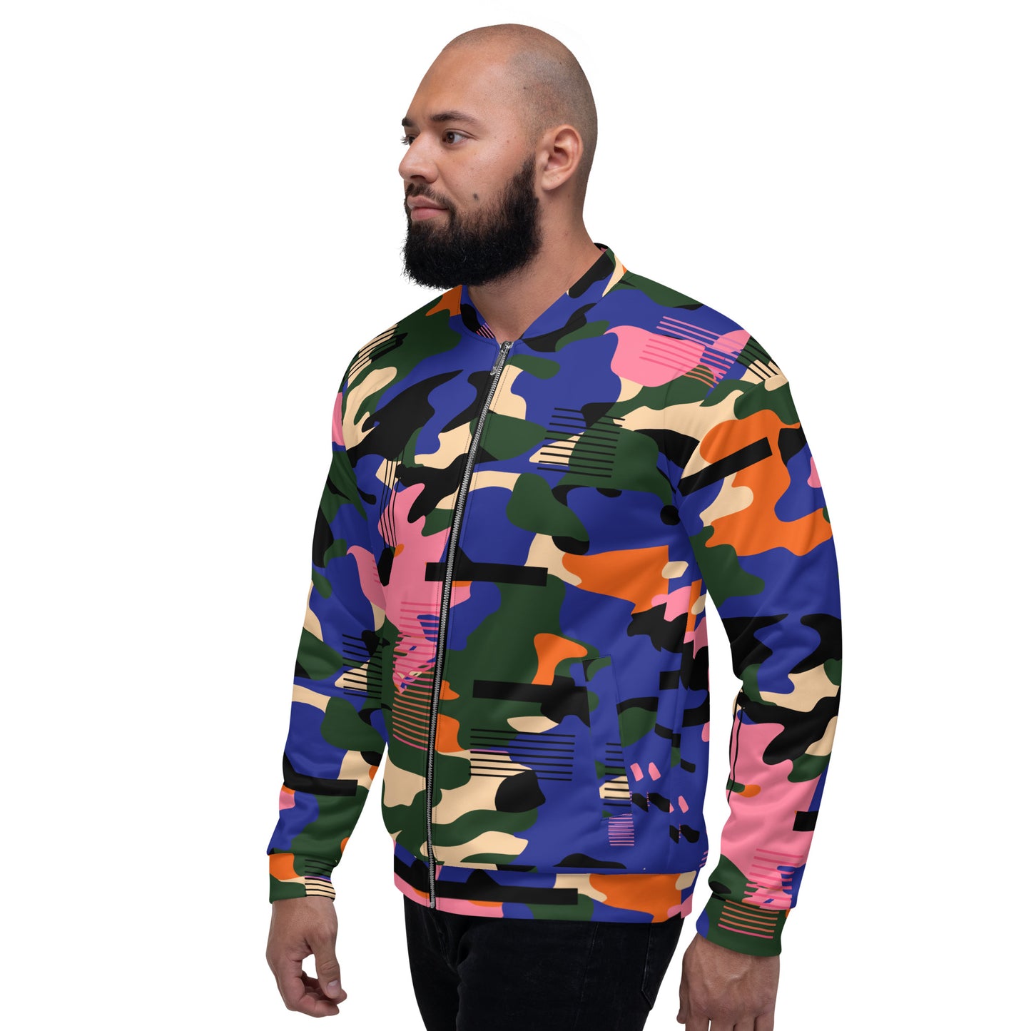 Blue red camo Unisex Bomber Jacket
