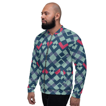 Green red pattern Unisex Bomber Jacket