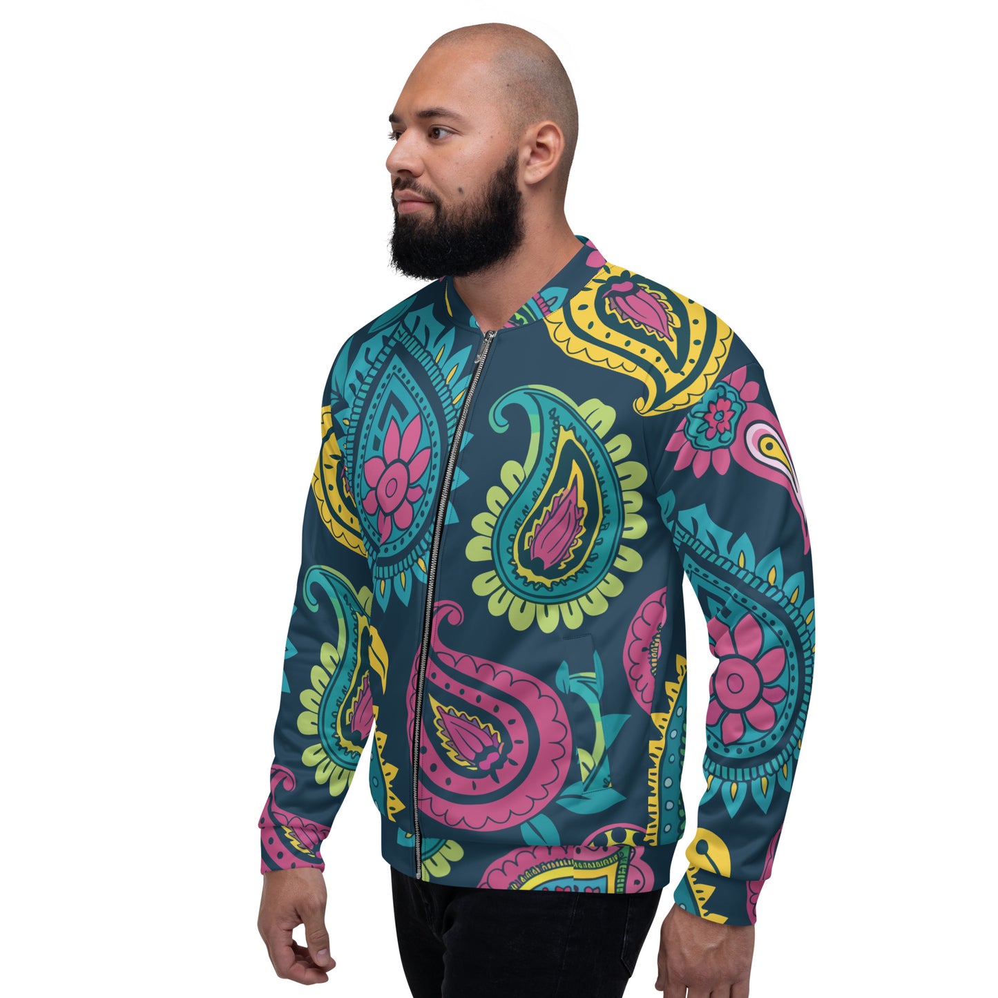 Green Paisley Unisex Bomber Jacket