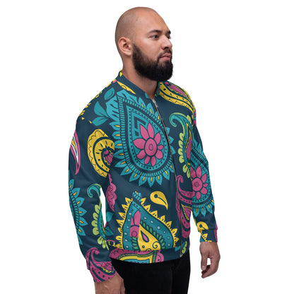 Green Paisley Unisex Bomber Jacket