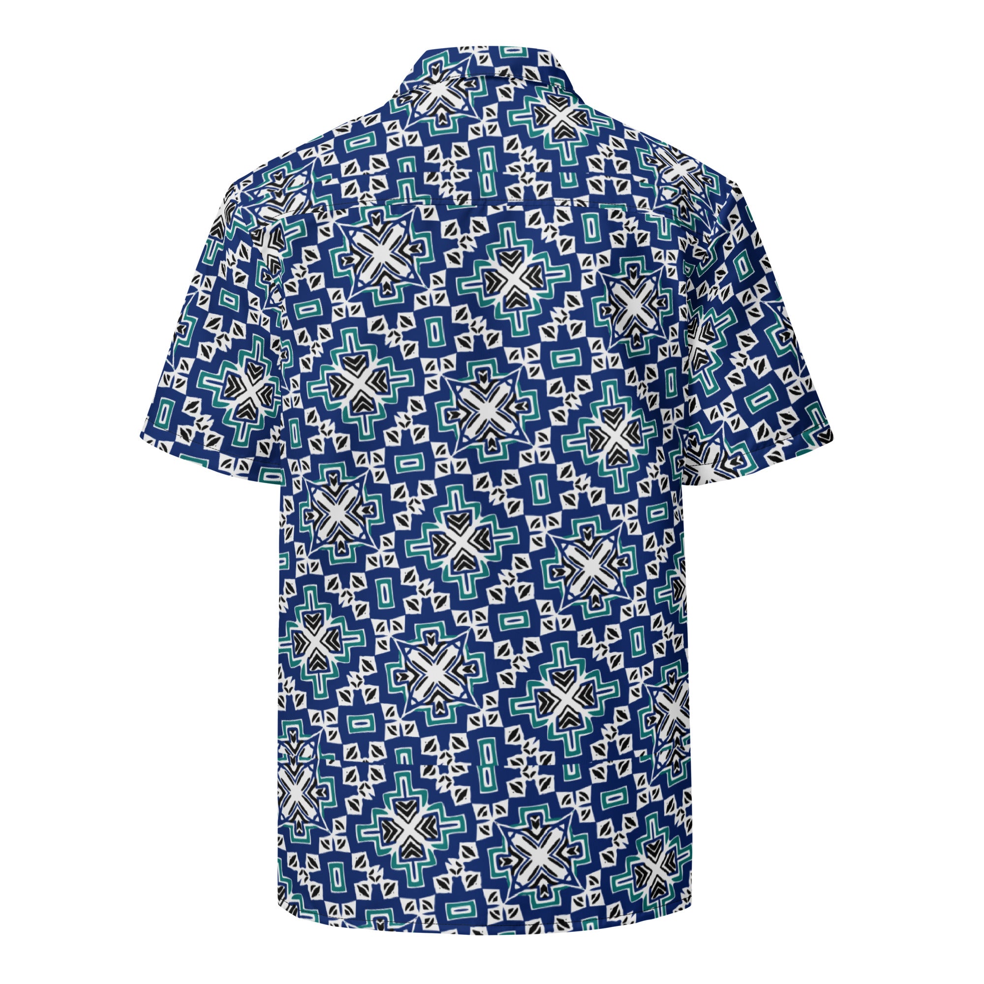 Blue pattern Unisex button shirt