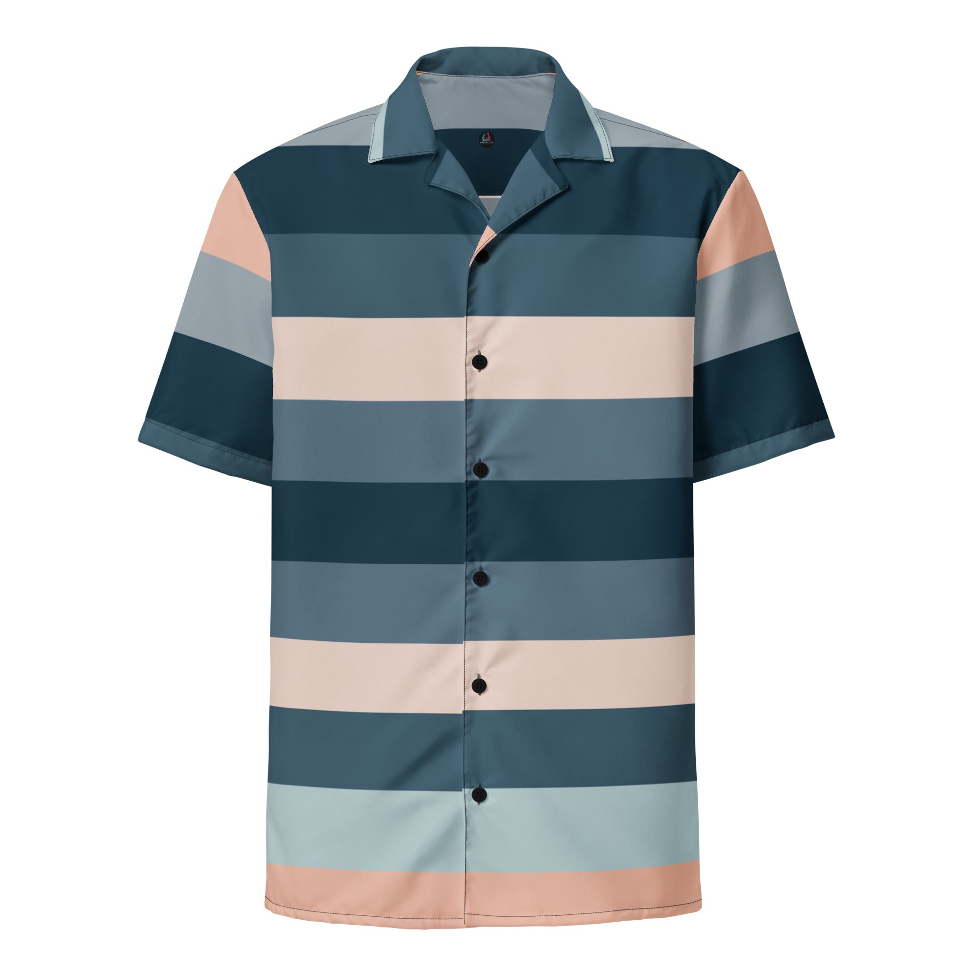 Green peach stripes Unisex button shirt