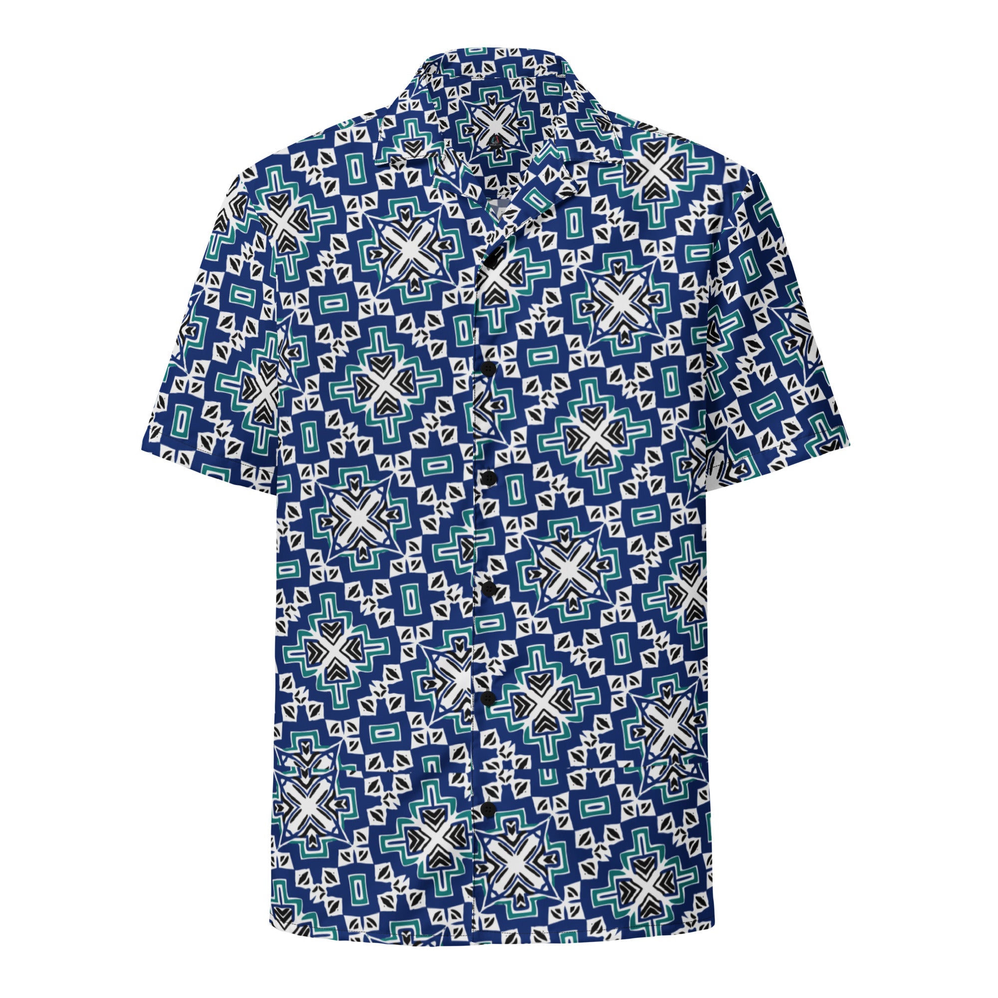 Blue pattern Unisex button shirt