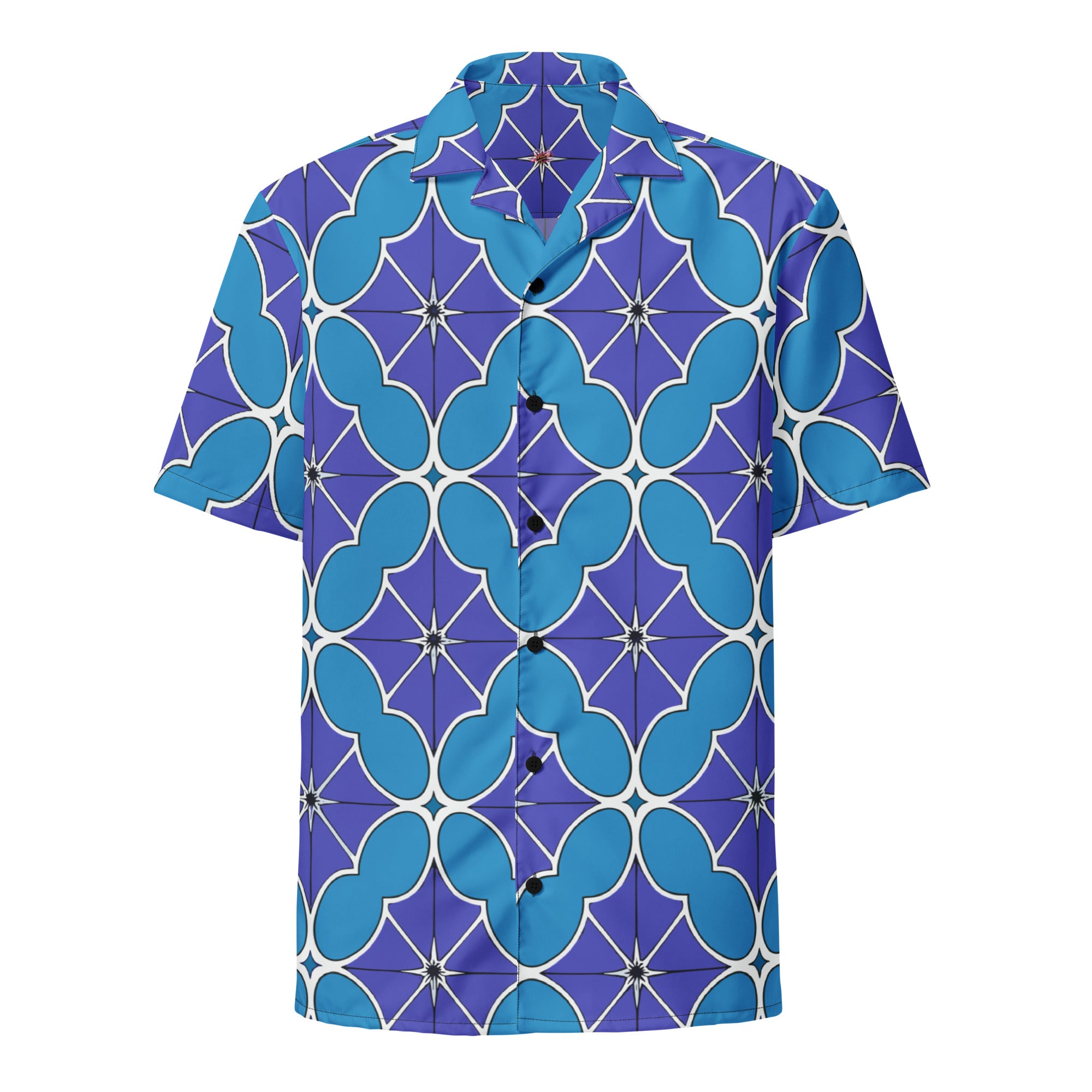 Blue flowers Unisex button shirt