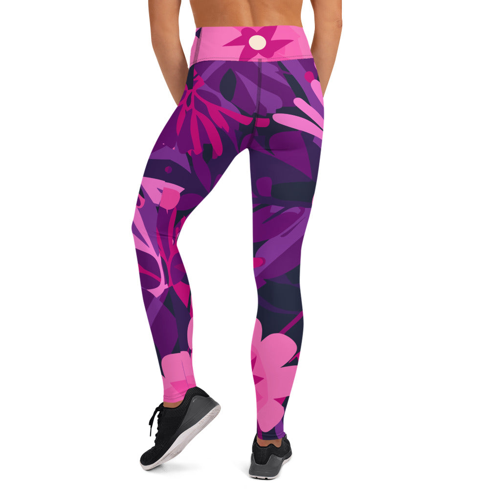 Hot pink flower Yoga Leggings