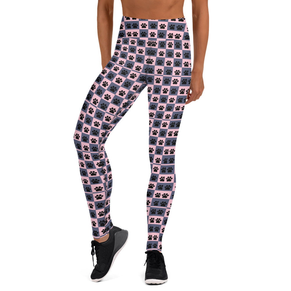 Pink black Paw pattern Yoga Leggings