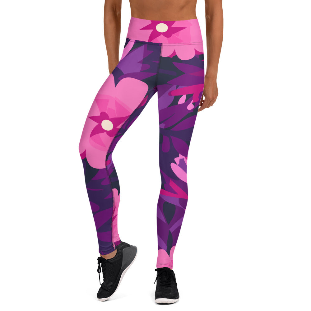 Hot pink flower Yoga Leggings