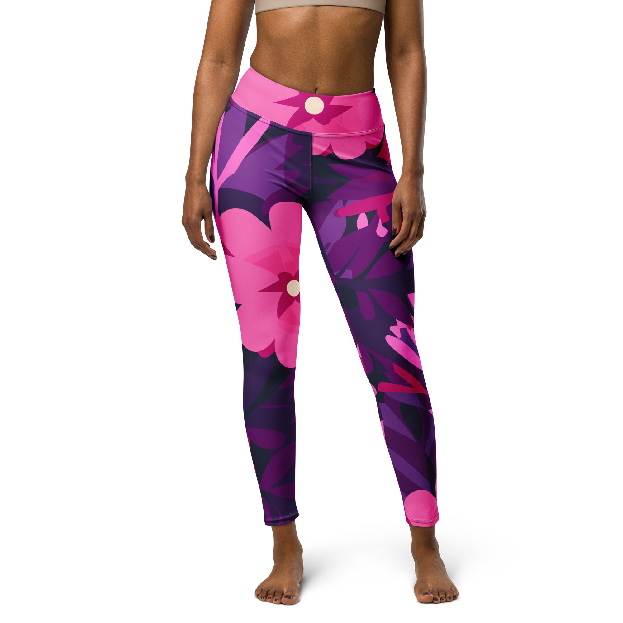 Hot pink flower Yoga Leggings