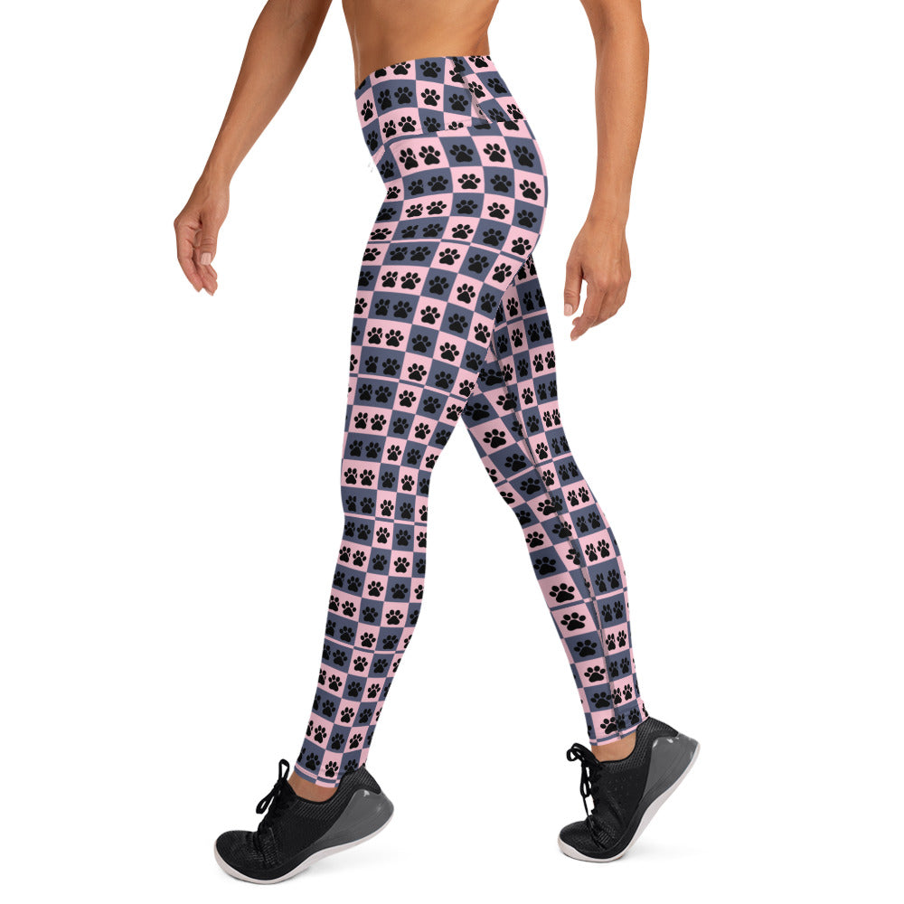 Pink black Paw pattern Yoga Leggings