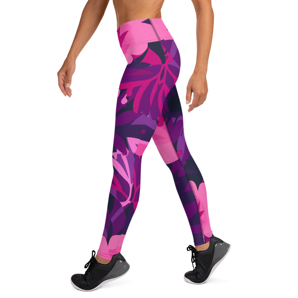 Hot pink flower Yoga Leggings