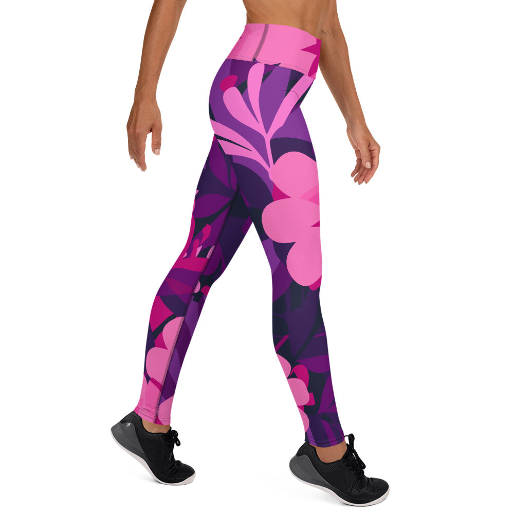 Hot pink flower Yoga Leggings