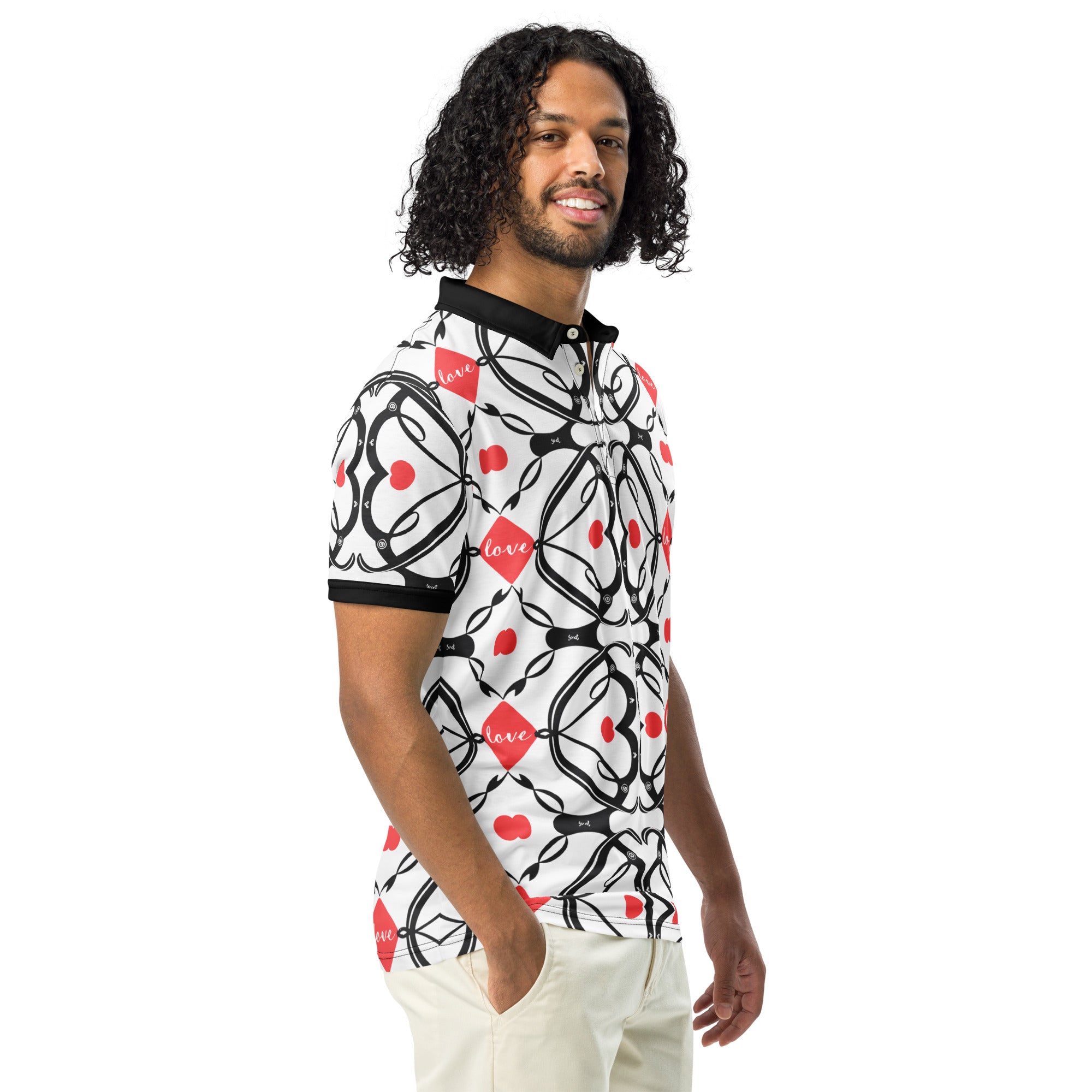 Men’s love heart slim fit polo