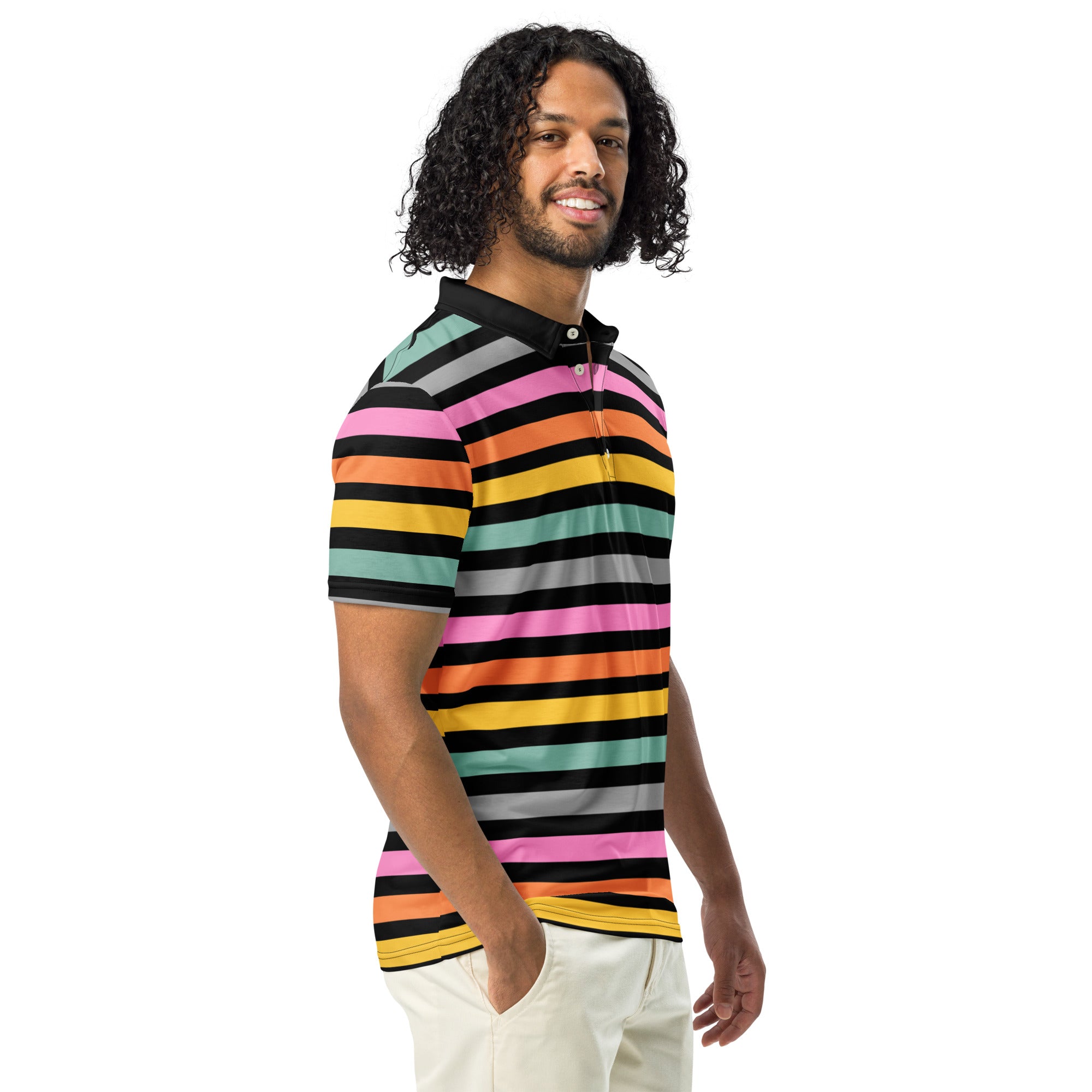 Men’s slim fit stripes polo