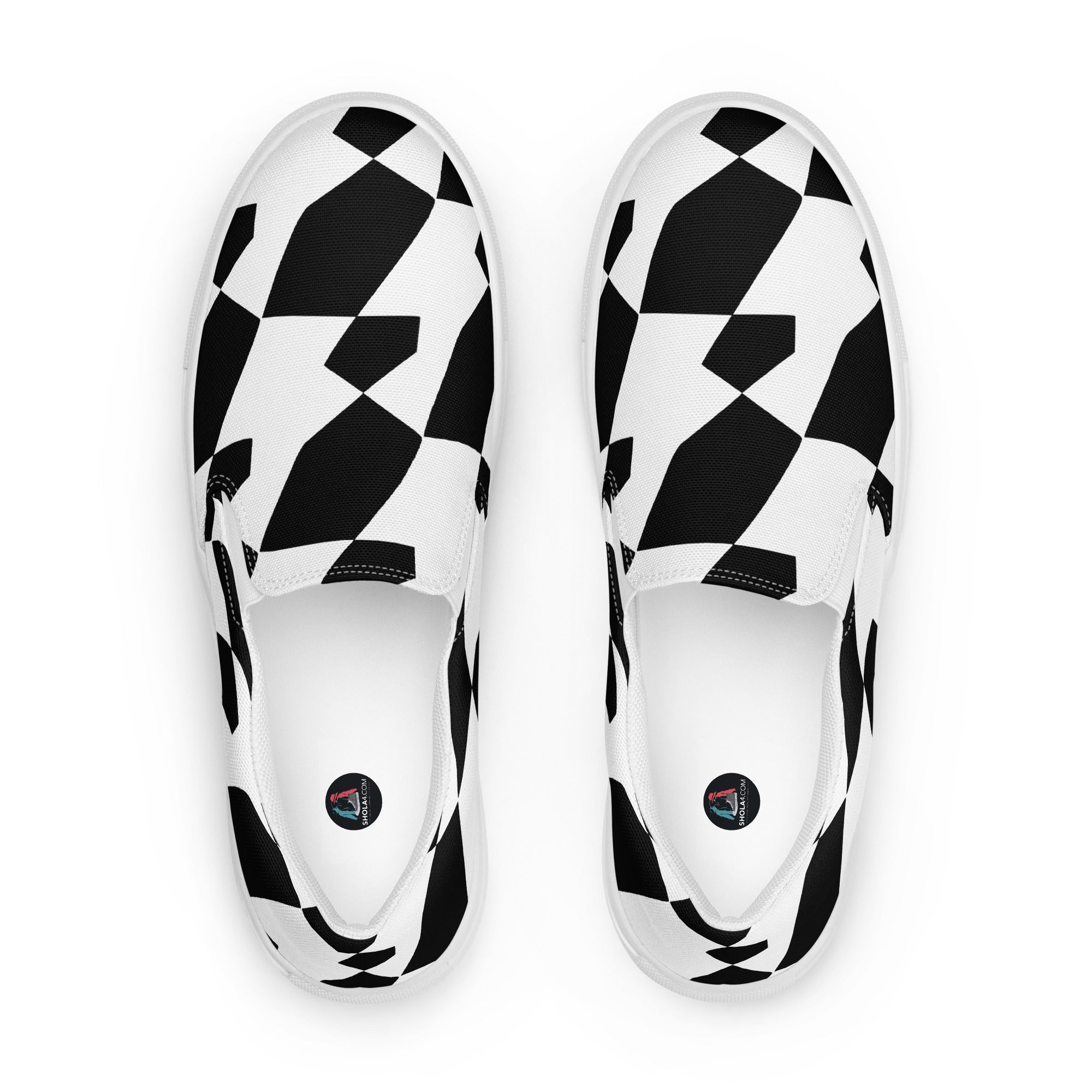 Black and White pattern Men’s slip-on canvas shoes