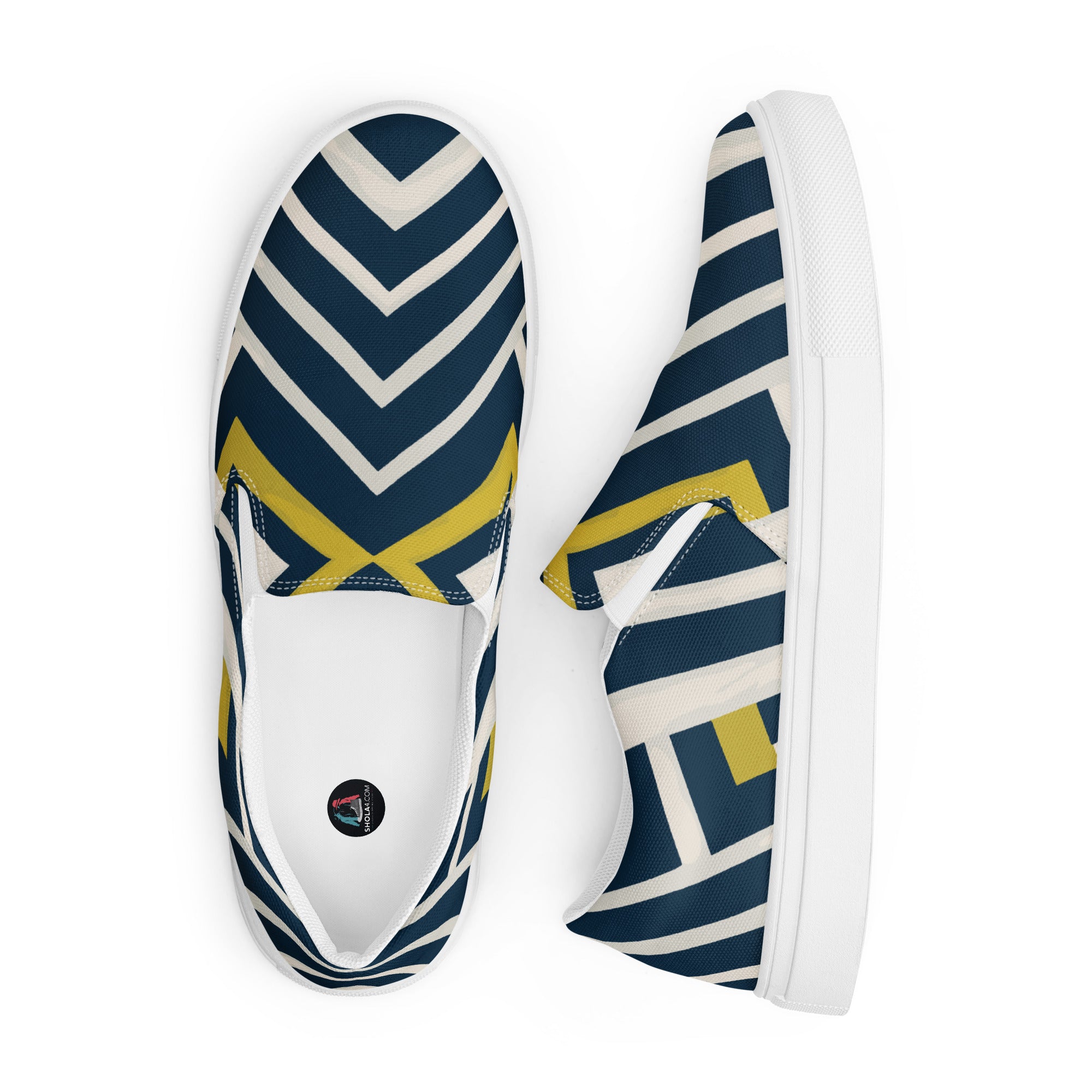 Yellow black stripes Men’s slip-on canvas shoes