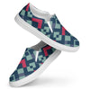 Green red square pattern Men’s slip-on canvas shoes