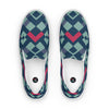 Green red square pattern Men’s slip-on canvas shoes