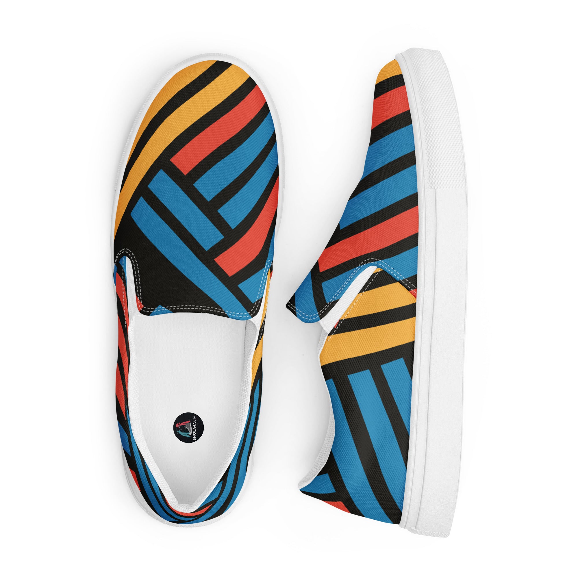 Blue and blue stripes Men’s slip-on canvas shoes