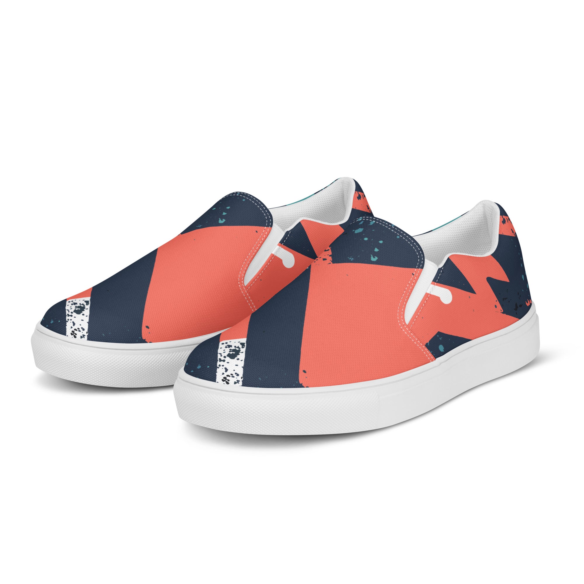 Men’s Orange and Green slip-on canvas shoes