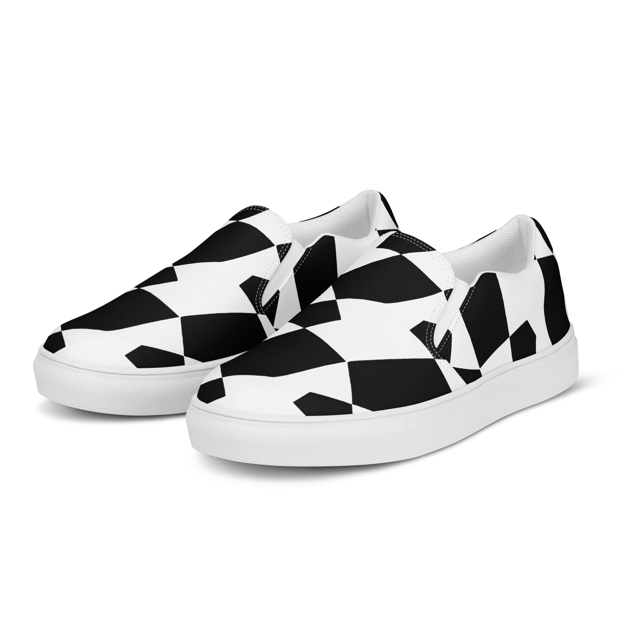 Black and White pattern Men’s slip-on canvas shoes