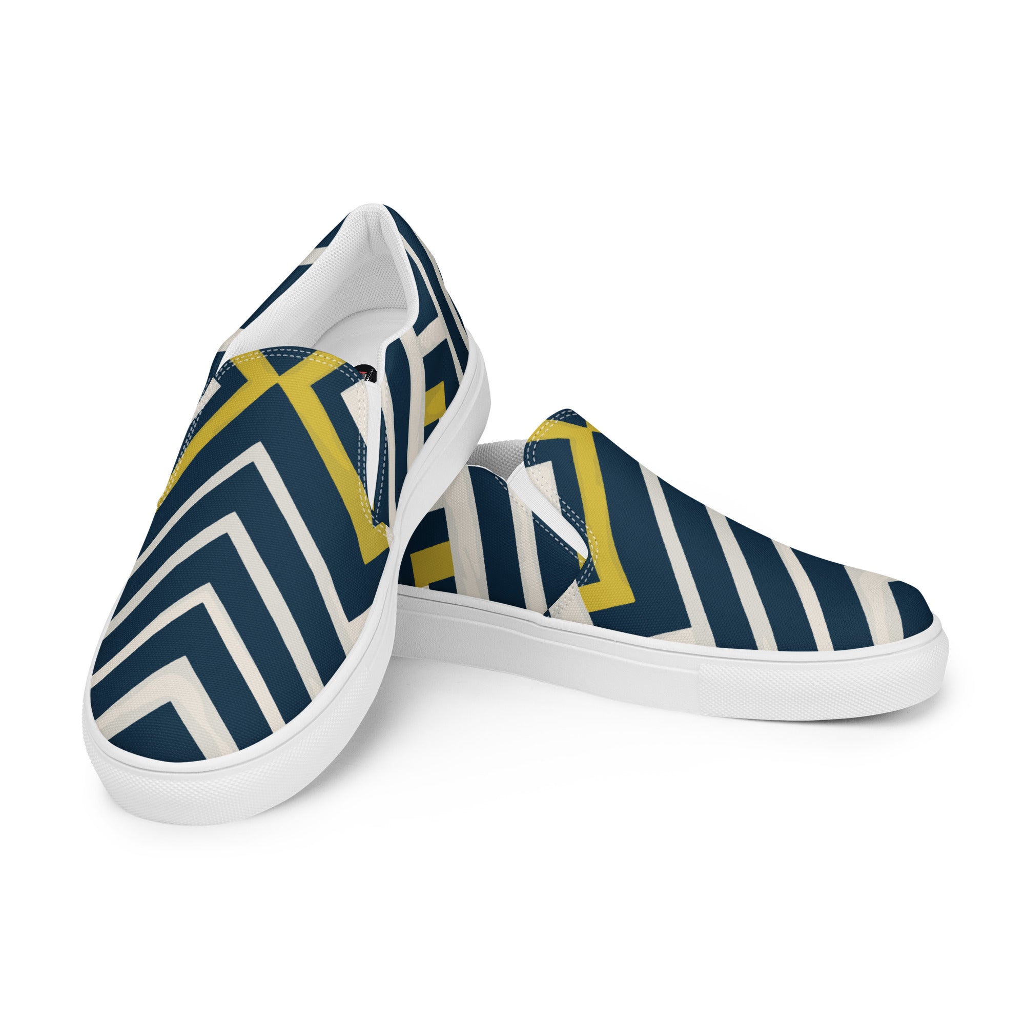 Yellow black stripes Men’s slip-on canvas shoes