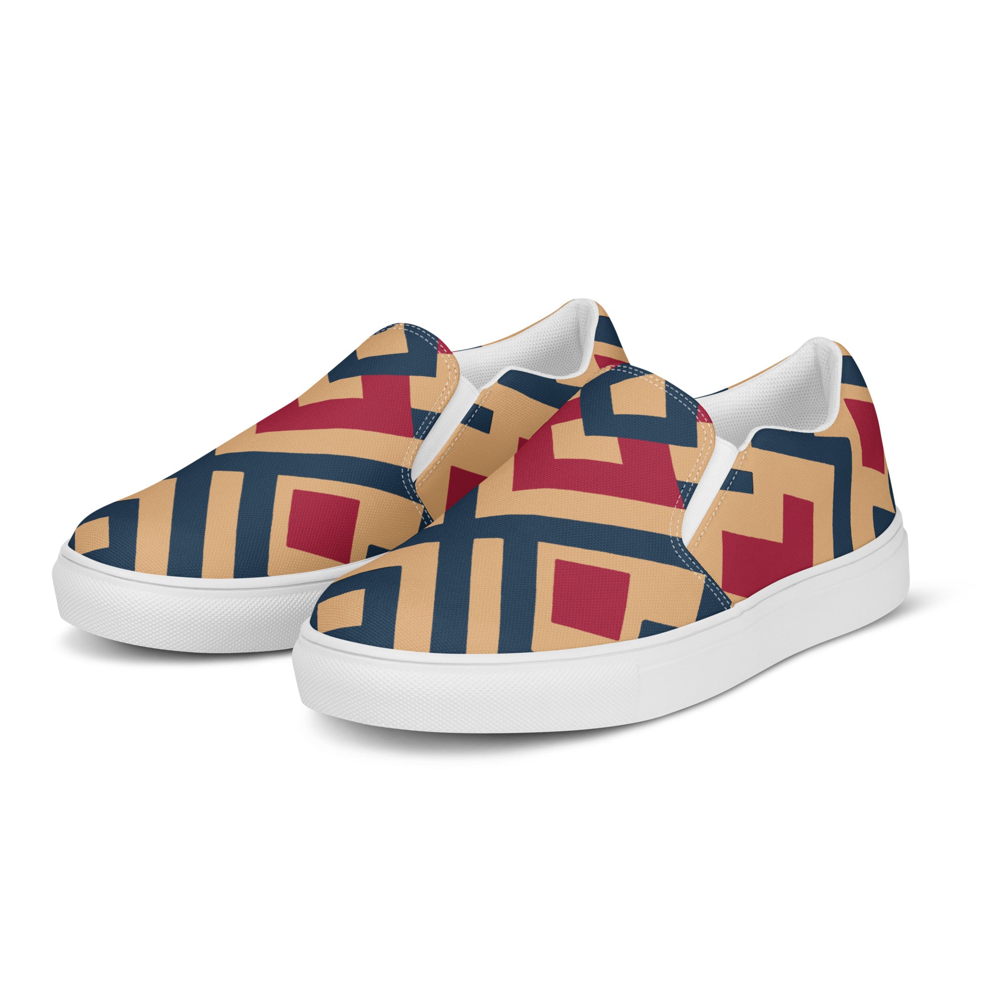 Begie red stripes Men’s slip-on canvas shoes