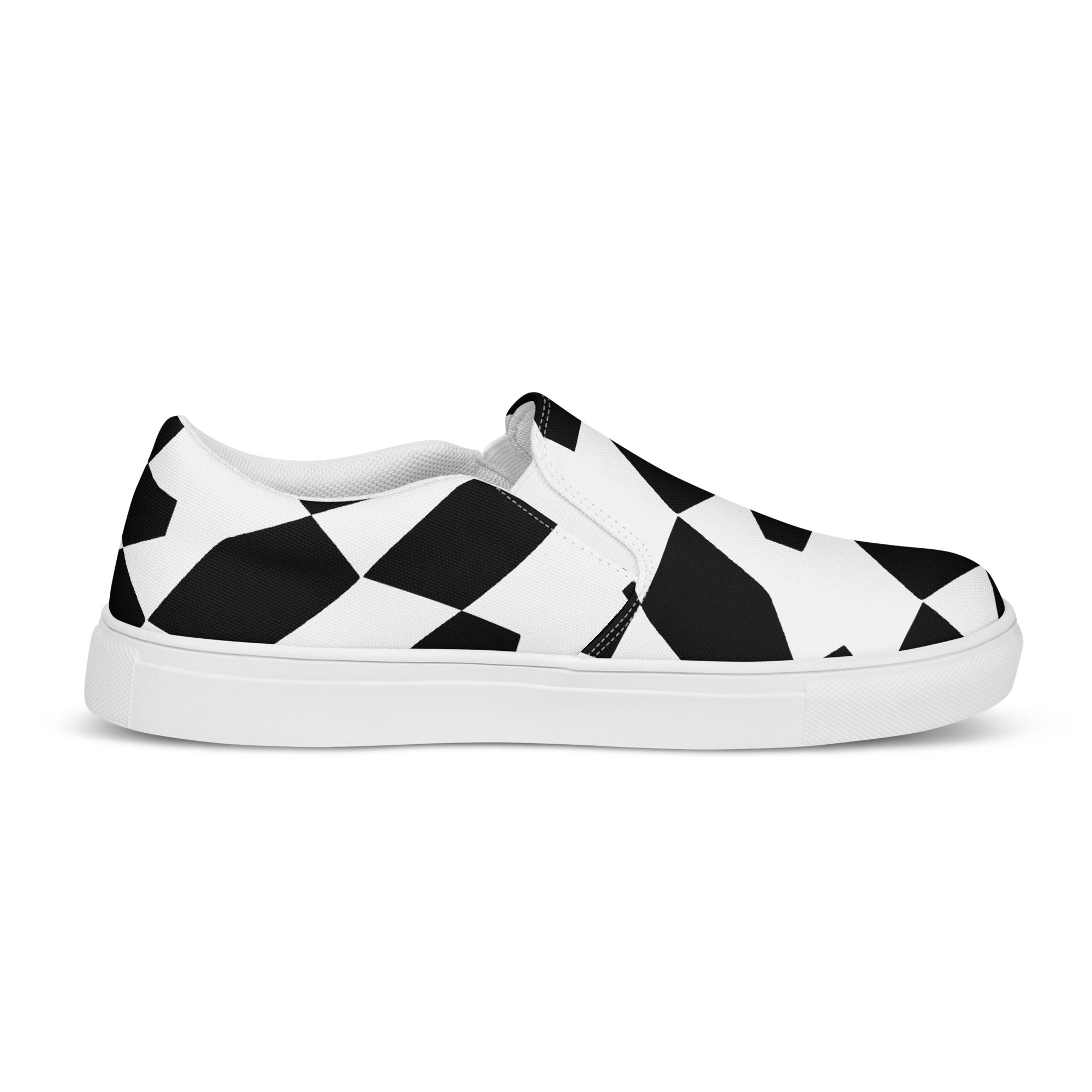 Black and White pattern Men’s slip-on canvas shoes