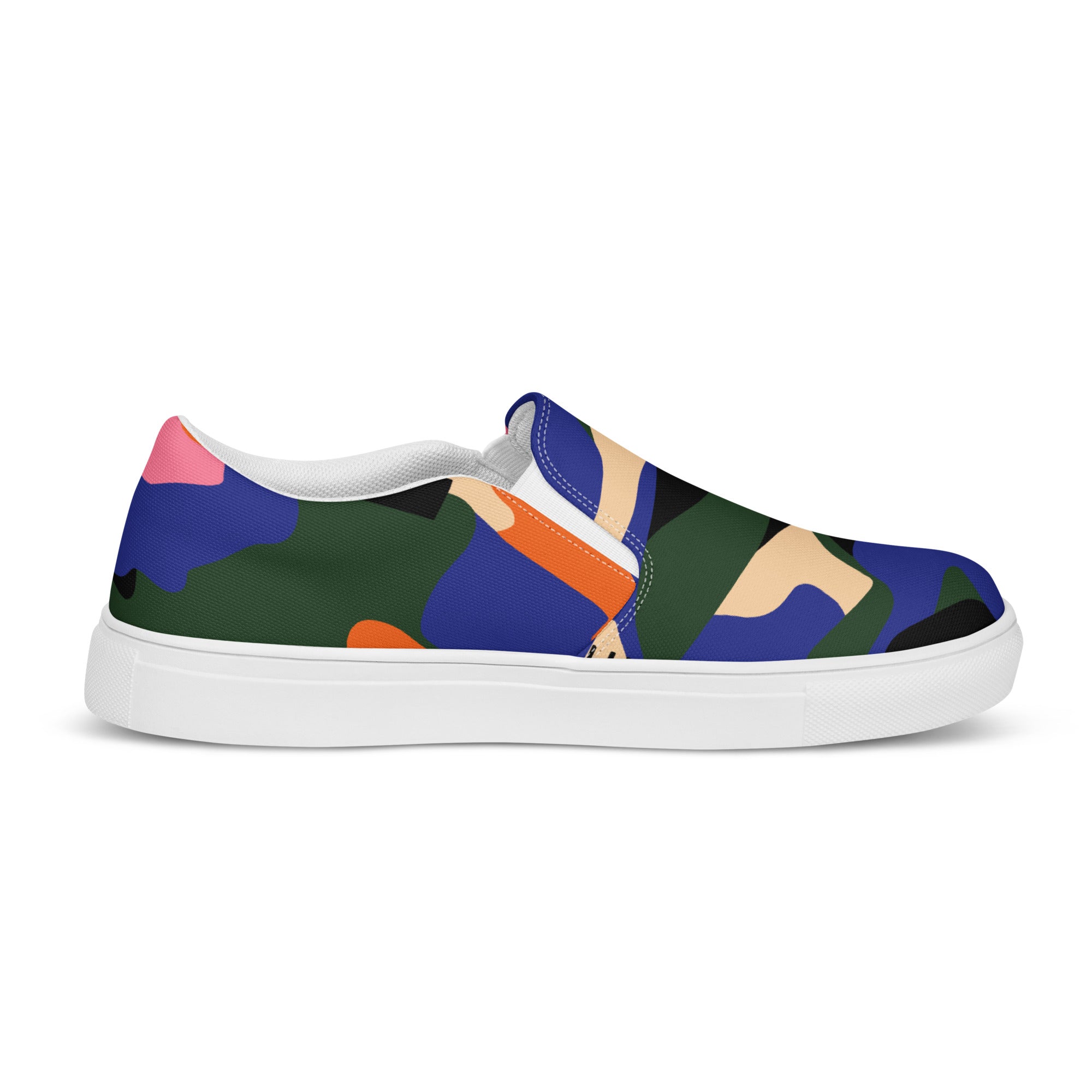 Blue green camo Men’s slip-on canvas shoes