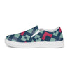 Green red square pattern Men’s slip-on canvas shoes