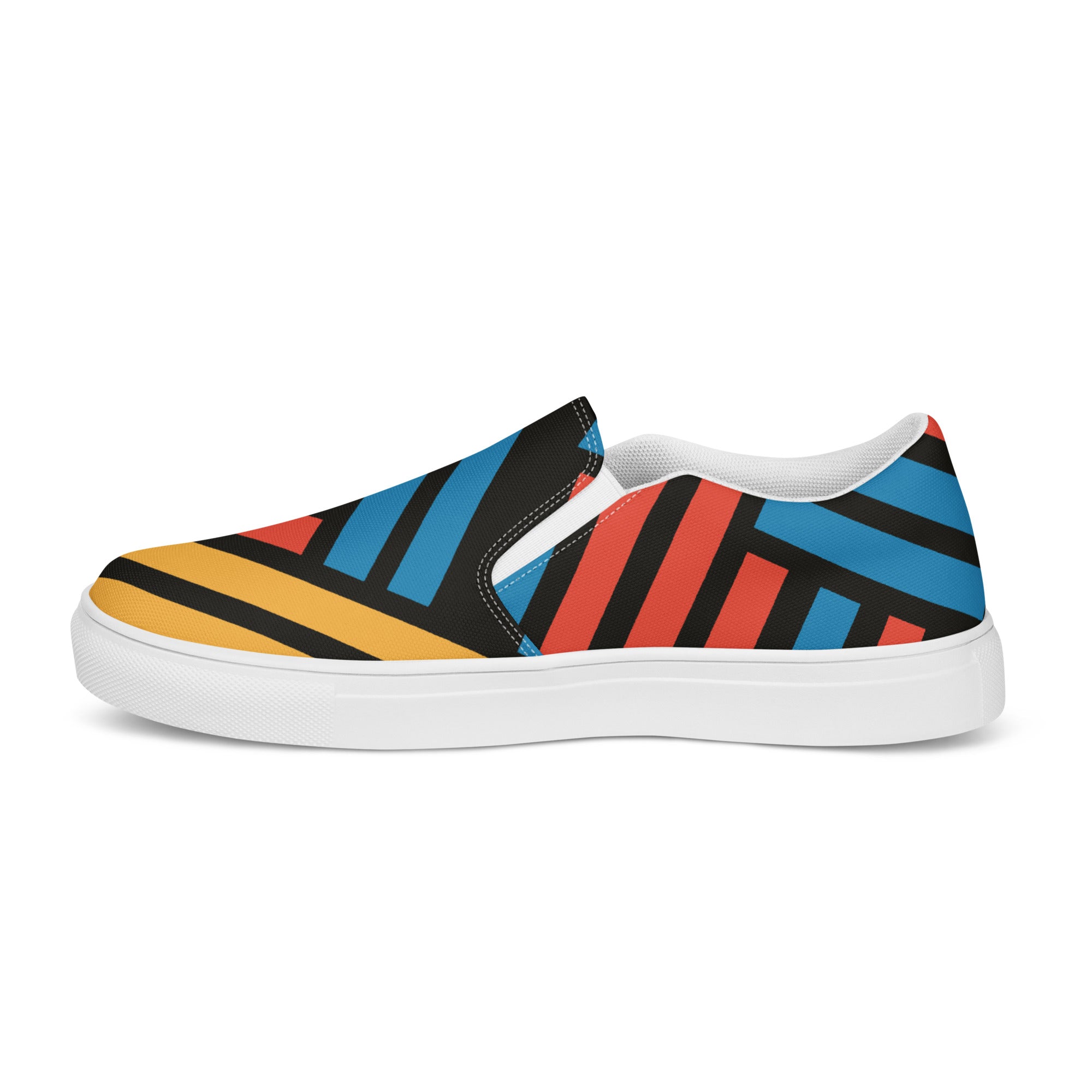 Blue and blue stripes Men’s slip-on canvas shoes