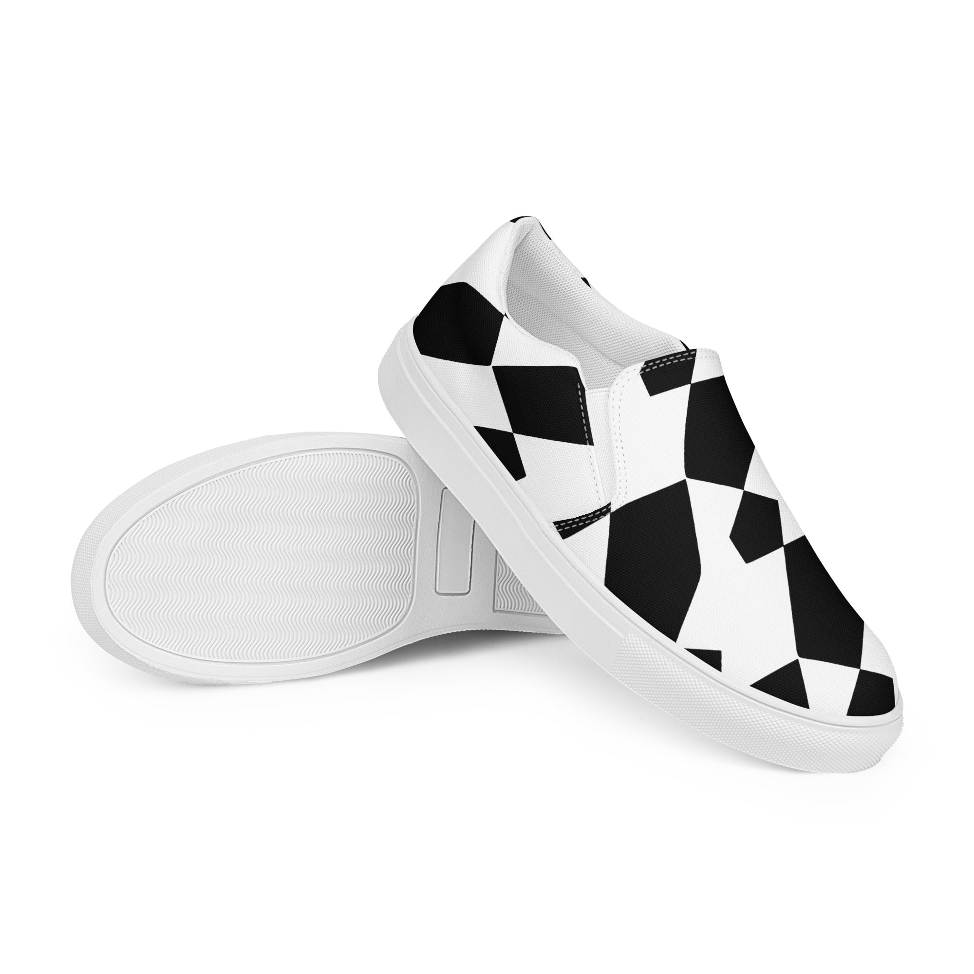 Black and White pattern Men’s slip-on canvas shoes