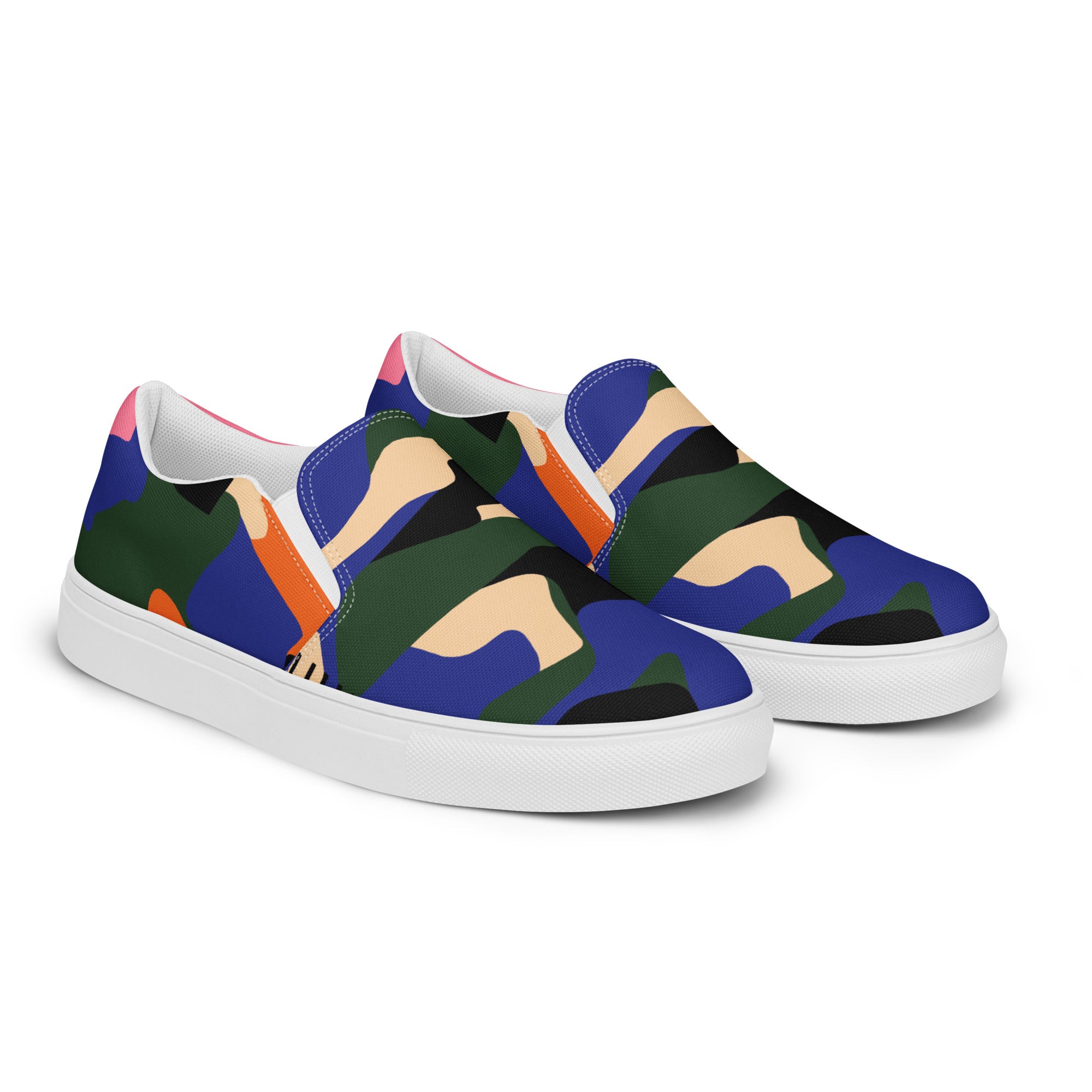 Blue green camo Men’s slip-on canvas shoes